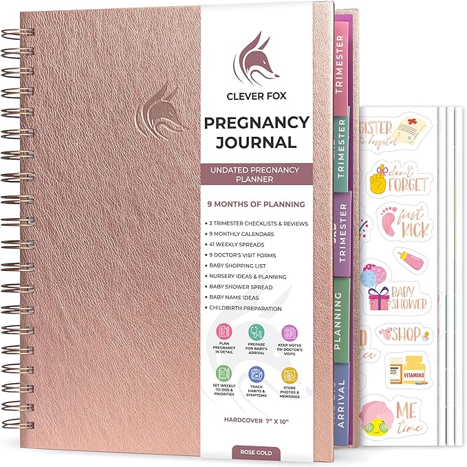 Clever Fox Pregnancy Journal & Memory Book - Pregnancy Planner & Notebook for Expecting Moms – Baby Keepsake, First Time Moms Gift (Rose Gold, 9" x 10.5")
