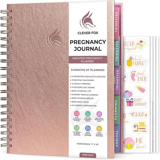 Clever Fox Pregnancy Journal & Memory Book - Pregnancy Planner & Notebook for Expecting Moms – Baby Keepsake, First Time Moms Gift (Rose Gold, 9" x 10.5")