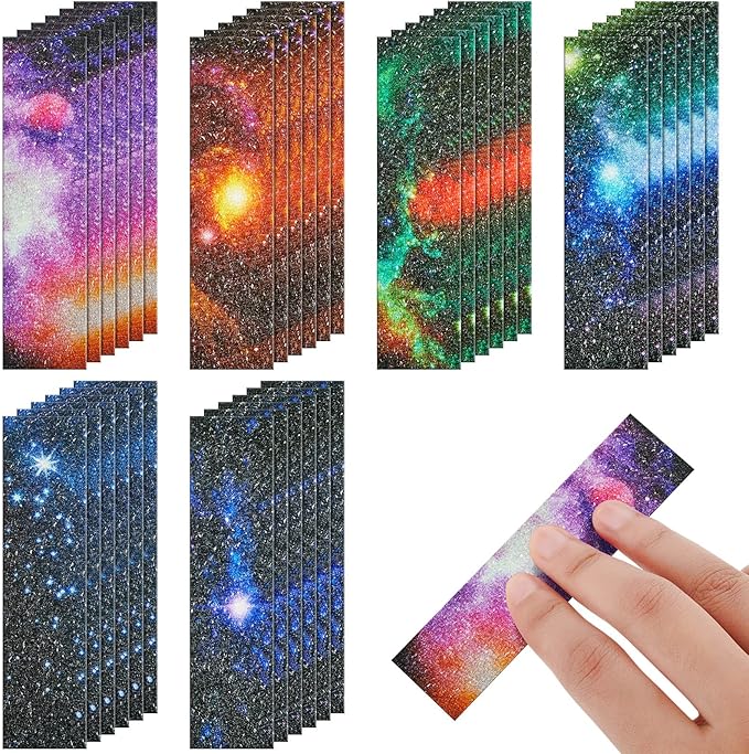 Gersoniel 36 Pcs Anxiety Sensory Stickers Strips Adhesive Textured Mental Health Calm Stickers Mindfulness Fidget Decals Stress Anxiety Relief Items for Therapy Office Desk(Galaxy Style)