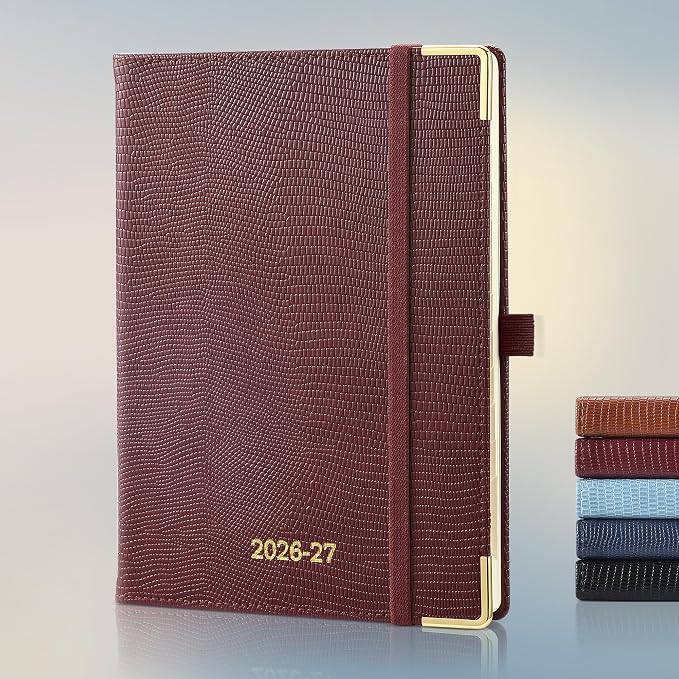 Planner 2026-2027 Weekly & Monthly Planner with Hourly Time Slots, 18 Month Academic Calendar July 2026 – Dec 2027, Vertical Layout, Monthly Tabs, Hardcover Business Agenda, Burgundy
