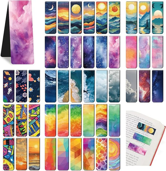 48Pack Magnetic Bookmarks for Reading Women Men Teacher Book Lovers Gifts, Bookmarks Bulk Personalized Bookmark Magnet Bookmark Clips Cute Pretty Funny Book Markers (multi-colored-01)