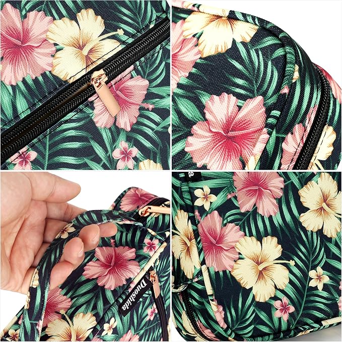 Bible Cover for Women with Flowers Printing, Bible Case,Bible Bag, Study Bible Case,Covers for Bible,Bible Boooks Covers for Women (600D Polyester, Green Leaves Flower Printing)
