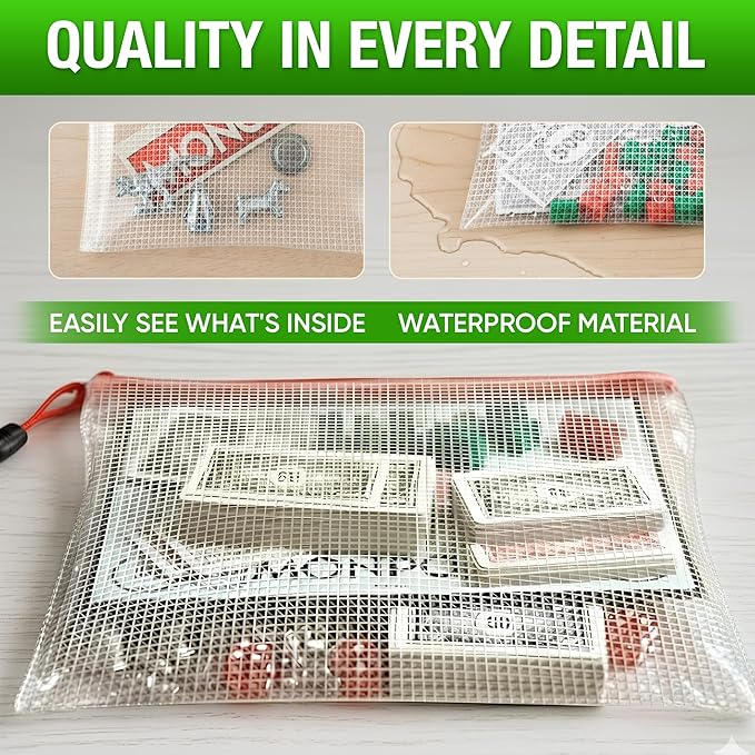 5 Pack Mesh Zipper Pouch Bags A3 17.7x12.6 inch - Plastic Zipper Pouches for Organizing - Game Storage Bags - Puzzle Organizer Bags - Large Zip Pouch Bags - Mesh Pouch with zip - Puzzle Bags
