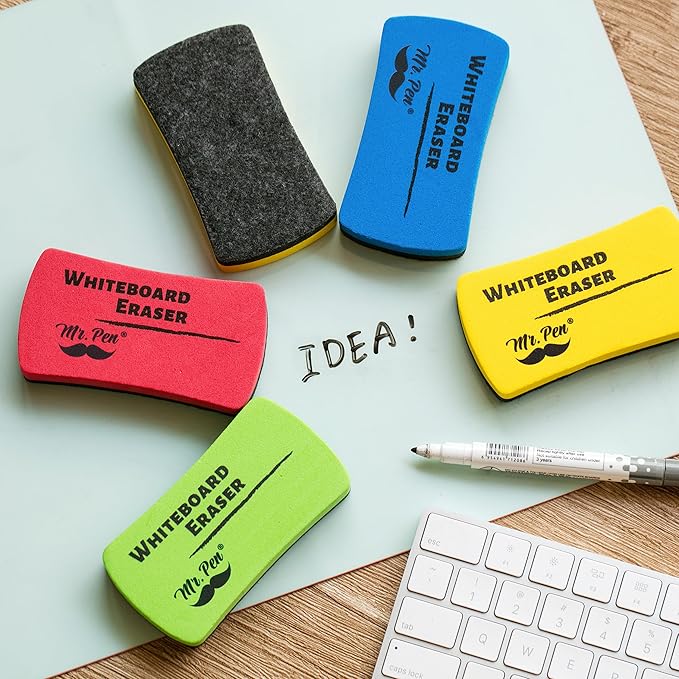 Mr. Pen- Magnetic Dry Erase Erasers, 4" x 2", 8 Pack, Assorted Colors, Magnetic Whiteboard Dry Erase Erasers Bulk for Kids, Teachers, Students and Classroom Supplies