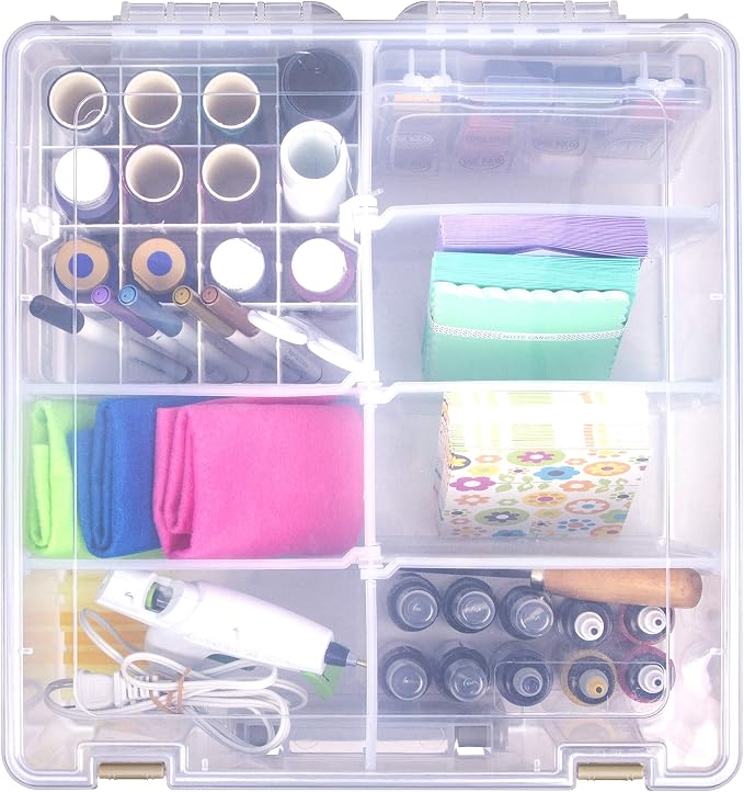 ArtBin 6993SP Super Satchel Double Deep with Papercrafting Accessory Tray, Clear, 1 Satchel & 1 Tray
