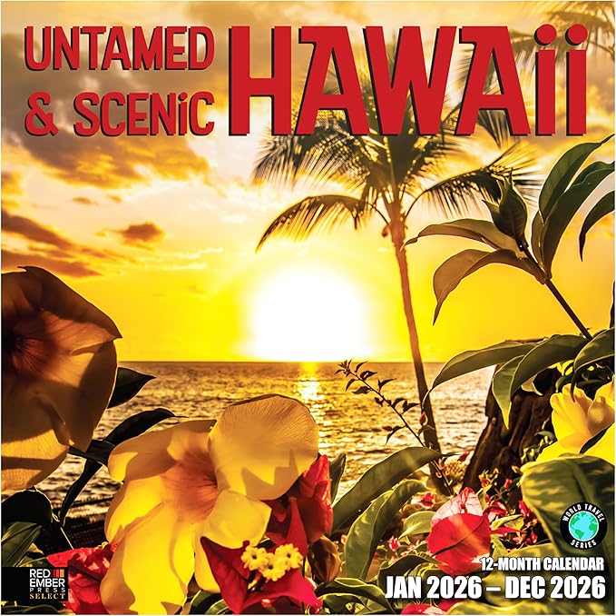 RED EMBER Select - Untamed & Scenic Hawaii 2026 Wall Calendar 12 Month | 12" x 24" Open | Thick & Sturdy Paper | Giftable | Tropical Island Travel Calendar 2026