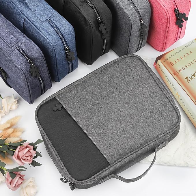 MOSLA Bible Cover Bag with for Women Men, Scripture Study Carrying Book Cover Church Bag with Handle and Pocket for Fathers Mothers Mom Kids, Catholic Church, Christian Gifts Deep purple