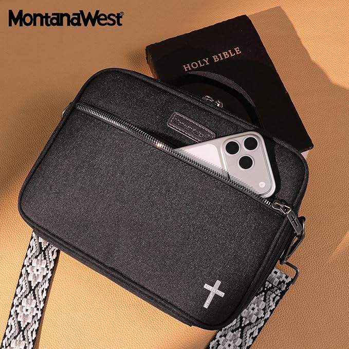 Montana West Bible Covers for Women Men with Leather Bookmark Carrying Book Case Church Bag Outdoor Protective