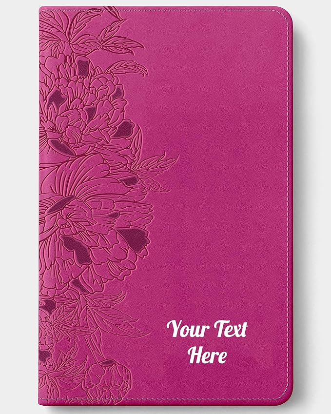 Personalized NLT Bible with Engraved Name, Peony Pink Personal Size Giant Print, Faux Leather, New Living Translation