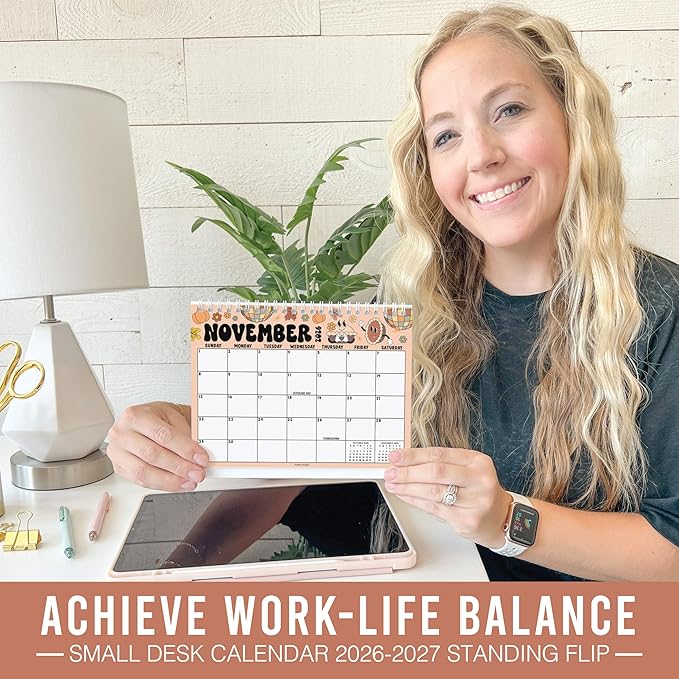 Small Desk Calendar 2026-18-Month 2026 Desk Calendar Small for Home, Office & Classroom, Standing Flip Desks Calendars 2026-2027, Teacher Appreciation Gifts, Graduation Gifts