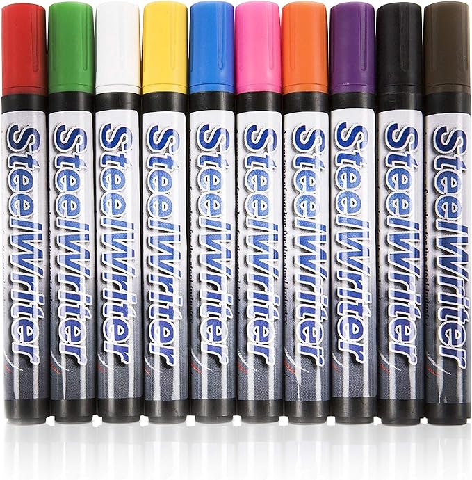 Metal Marking Paint Pen - Industrial Marker For Writing & Drawing on Steel and Metals - Washable Removable Paint Markers, Wet Erase Metal Paint, Yellow Paint Pen for Construction and Welders