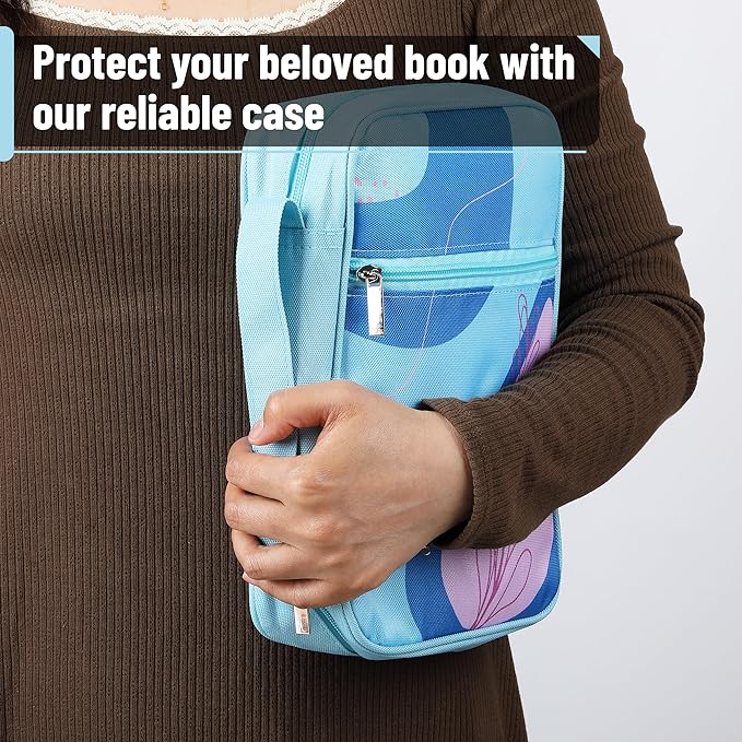 Mr. Pen- Bible Cover Case, Carrying Book Case with Durable Handle and Zippered Pocket, Bible Protective Church Bag for Men & Women, Christian Gifts, Aqua Flora