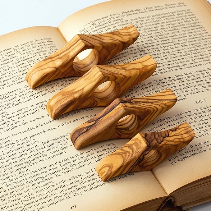 TILISMA Olive Wood Book Page Holder – Handmade Thumb Thing Reading Gifts