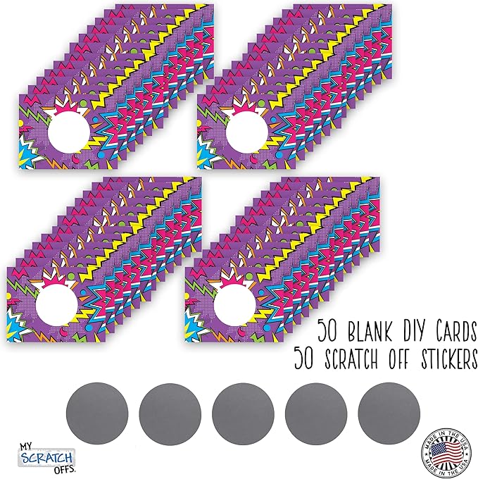 My Scratch Offs 50 Pack Zig Zag Purple DIY Custom Make Your Own Scratch Off Cards for Teacher Supplies, Classroom Must Haves, Motivational Cards for Students & Small Business