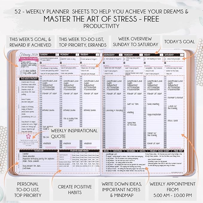 Deluxe 2026 Planner Weekly and Monthly | Law of Attraction Planner with Productivity App | 12-Month for Productivity, Gratitude & Goal Setting | Includes Foldable Vision Board, Gift Box & Stickers