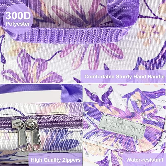 Bible Cover for Men Women, Zippered Bible Carrying Case Bible Protective Bag with Handle and Adjustable Shoulder Strap, Gift for Women Men Kids (Purple Flower)