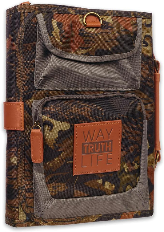 Tri-Fold Realtree Camo Bible / Book Organizer w/"Way-Truth-Life" Badge (Medium)