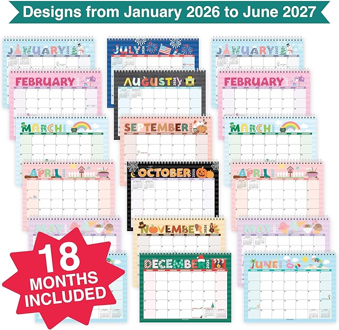 Small Desk Calendar 2026-18-Month 2026 Desk Calendar Small for Home, Office & Classroom, Standing Flip Desks Calendars 2026-2027, Teacher Appreciation Gifts, Graduation Gifts
