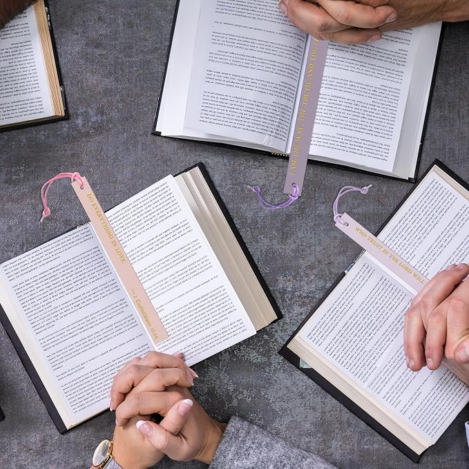 10PCS Leather Bookmark Bible Bookmarks for Reading Women Men Kids Book Lovers Christian Gifts, Page Markers Book Marks Religious Christian Bookmarks Inspirational Bible Verse Scripture (Warm-Toned-1)