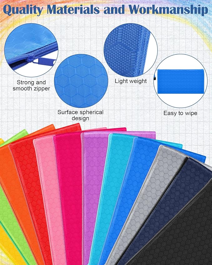 Aliceset 300 Pcs Pencil Pouches Bulk 12 Color A6 Size Small Zipper Pencil Bags Football Pattern Waterproof Bulk Pen Pouches Stationery Storage Bags for Back to College Office Supplies