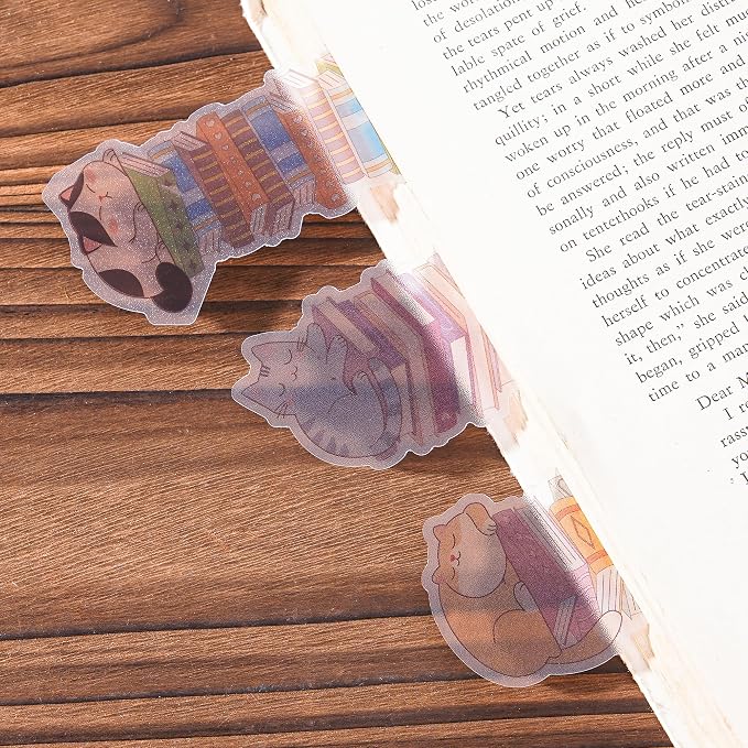 Cute Cats Bookmark Gifts - 6 Pcs Cartoon Animals Bookmarks for Kids Women Book Lovers Funny Cats Books Marks Page Clips Bookish Gift for Birthday Christmas Classroom Reading Accessories