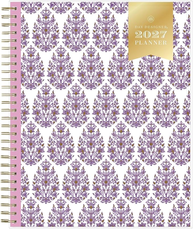 Blue Sky Day Designer 2027 Monthly Planner Calendar, January 2027 - December 2027, 8" x 10", Clear Pocket Cover, Durable Twin Wire Binding, Storage Pocket, Stickers, Kerridge Lilac