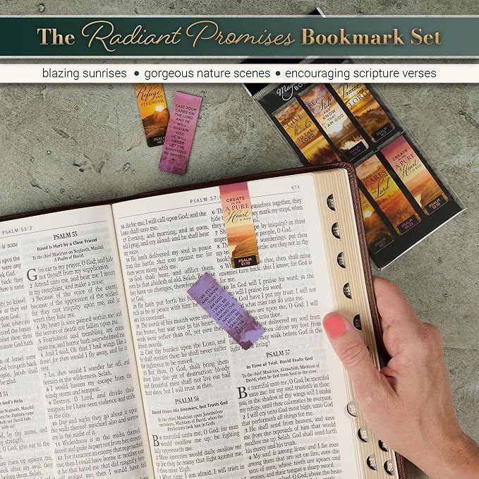 Christian Art Gifts Colorful Inspirational Scripture Magnetic Bookmark Pagemarker Set for Men & Women: Psalm Bible Verses, Multicolor Scenic Sunrise Nature, Reading Pages, Books, Bibles, 6 Piece Set