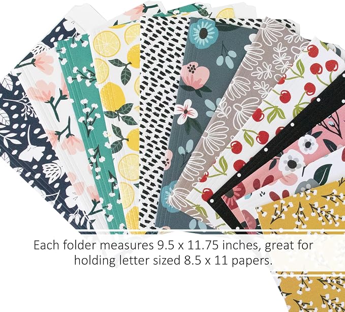 Cute File Folders, Set of 24 3-Tab Letter Size Decorative File Folders Boho Manilla 8.5 x 11 – Pretty Designer Home Office School Supplies (Mesmeric)