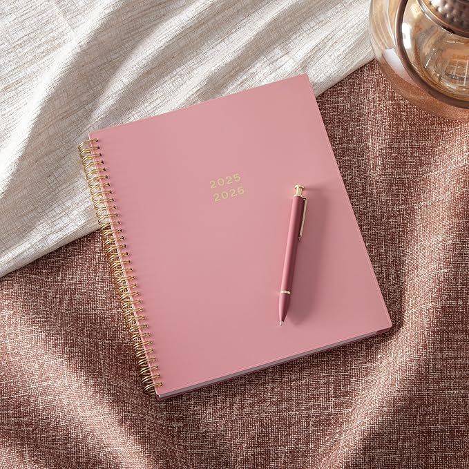 Blue Sky 17 Month Weekly and Monthly Academic Year Planner Calendar, August - December, Flexible Cover, Wirebound, Laminated Tabs, Dusty Rose (Dusty Rose- 2025/2026, 8.5" x 11")