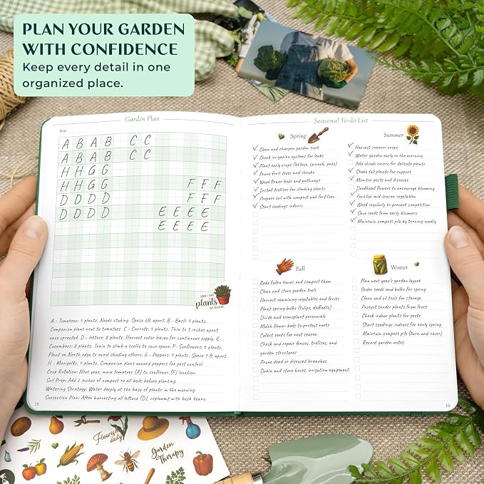 Legend Gardening Journal – 5-Year Garden Journal Planner & Log Book with Gardening Calendar & Plant Logs – Hardcover Garden Planner (Forest Green)