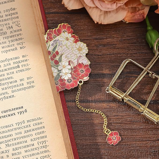 4 Pieces Metal Bookmark, Hollow Flower Book Mark for Book Lovers, Vintage Bookmarks for Reading Women, Men, Teacher, Students