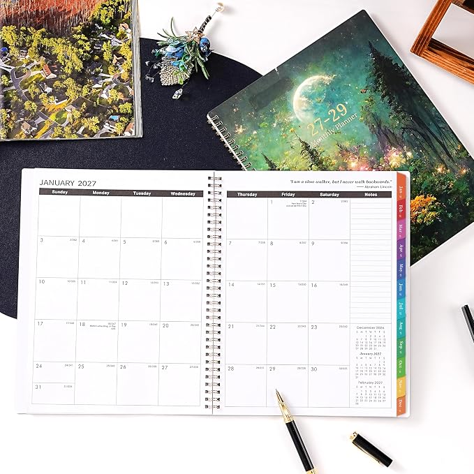 2027-2029 Monthly Planner/Calendar - 3 Year Monthly Planner 2027-2029, Jan.2027 - Dec.2029, 9" x 11", 3 Year Calendar 2027-2028-2029 Monthly Planner with 36-Month Tabs, Inner Pocket - Dreaming Moonlight