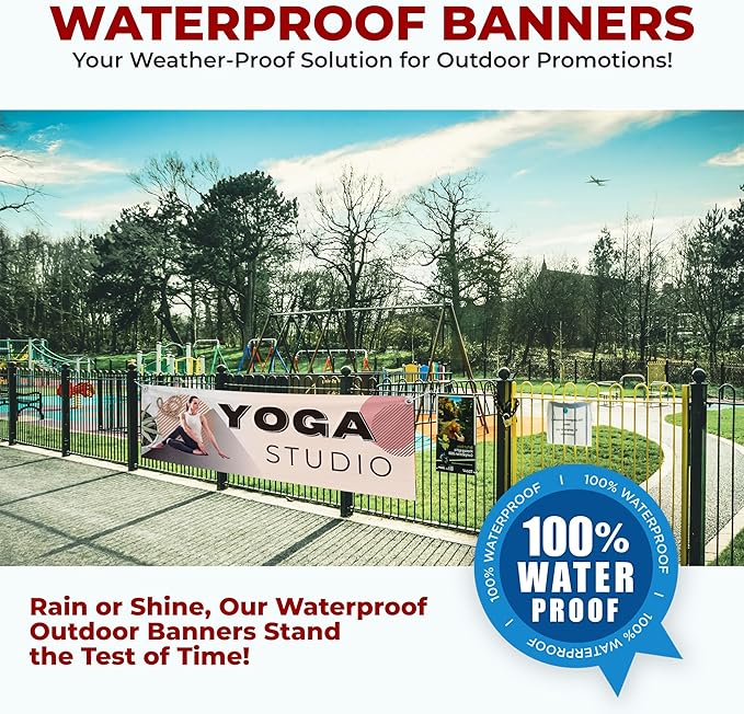 Yoga Studio Large Banners and Signs for Outdoor by Mavis Printing-Polyester Banner with 4 Holes for Easy Hang Indoor & Outdoor|4x1 Feet HD Banner to Promote Church| Made in USA