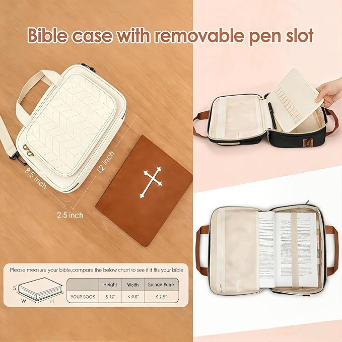 Eternatastic Bible Cover Case for Women, Large Bible Bag with Shoulder Strap,Bible Study Ideal Christian Gifts for Women