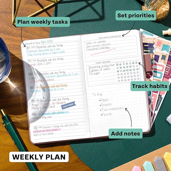 Legend Planner Pocket – Small Undated Monthly & Weekly Goal Journal and Calendar for Productivity, Mini Life Organizer Planner Perfect for Purse, Size: 3.5" x 6.2" Hardcover – Rose Gold