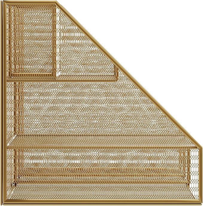 Martha Stewart Ryder Gold Mesh Metal Large Desktop Organizer with Magazine File Holder, Pen Holder, and Storage