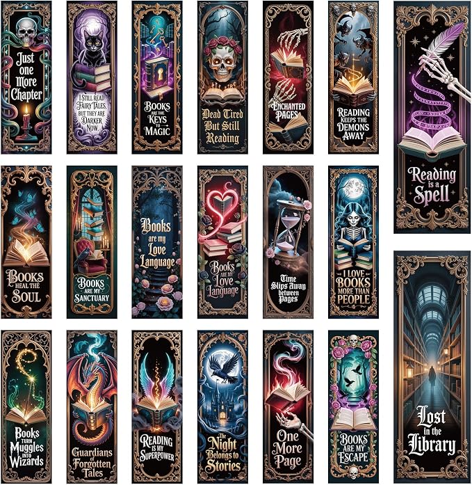 Wxiben Dark Romance Bookmarks Gifts - 120 Pcs Gothic Fantasy Skull Bookmarks Tarot Card Inspirational Book Markers Gift for Women Men Book Lovers Students Teachers Reading Supplies