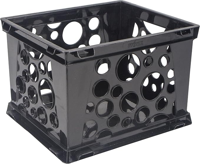Storex Large Storage and Transport File Crate, 17.25 x 14.25 x 10.5 Inches, Black (STX61546U01C) (Pack of 2)
