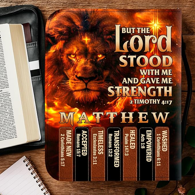 Personalized Man of God Bible Cover, God Says I Am Bible Case PU Leather, Bible Holder Handle Zipper, Faith Scripture with Name Case Bag, Religious Gifts for Church Christians Women Men (01)