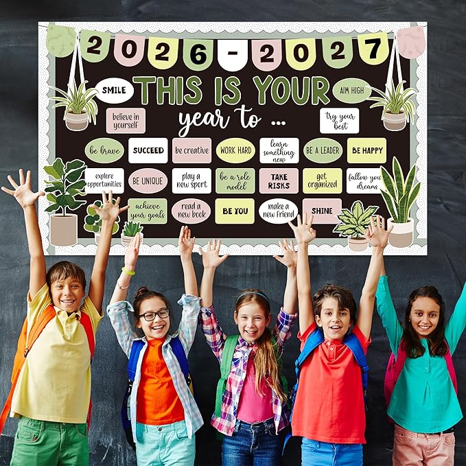 This is Your Year Bulletin Board Set Plant Motivational Classroom Decoration Inspirational Welcome Back to School Bulletin Board Cutouts for School Office Chalkboard Wall Door Decor Supply