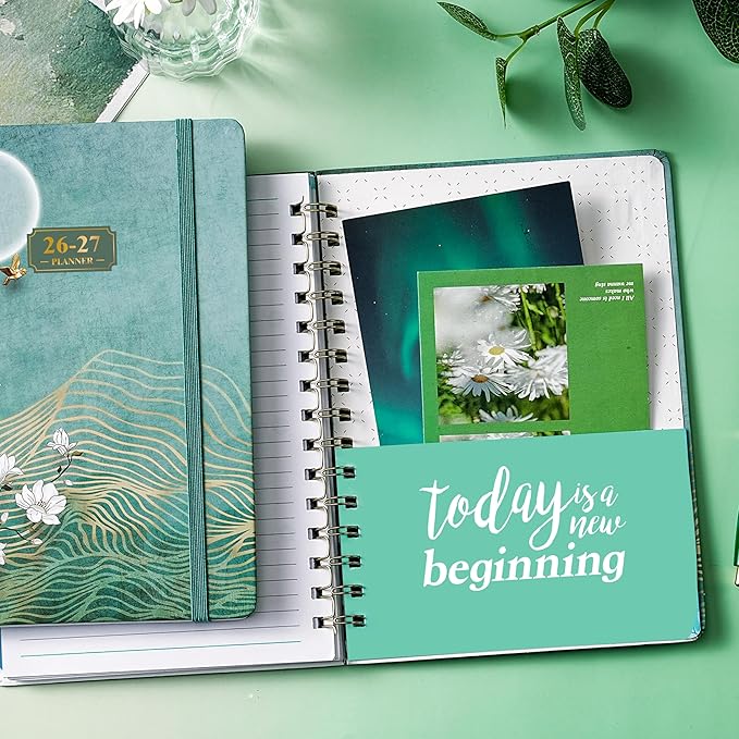 Planner 2026-2027 - JUL. 2026 - JUN. 2027, 2026-2027 Planner Weekly and Monthly, 26-27 Academic Planner, Weekly and Monthly Planner with Colorful Tabs, Premium Paper, Twin-wire Binding - Hardcover (6.4" x 8.5", Green, Back Pocket)