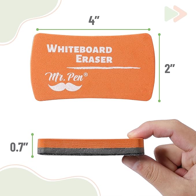 Mr. Pen- Magnetic Dry Erase Erasers, 4" x 2", 8 Pack, Assorted Colors, Magnetic Whiteboard Dry Erase Erasers Bulk for Kids, Teachers, Students and Classroom Supplies