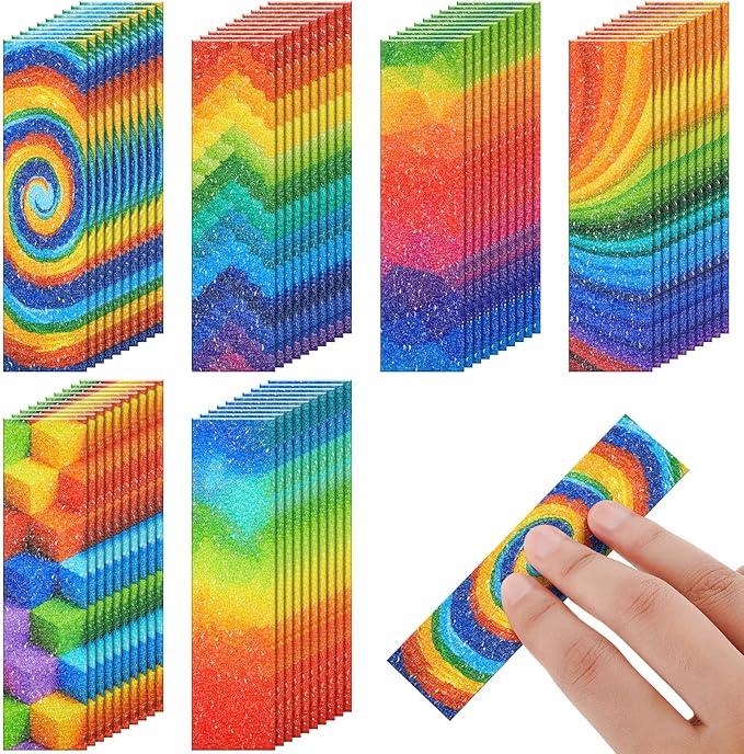 Gersoniel 72 Pcs Anxiety Sensory Stickers Calm Stickers Adhesive Textured Mental Health Strips Mindfulness Fidget Decals Stress Anxiety Relief Items for Desk Therapy Office Counselor(Rainbow)
