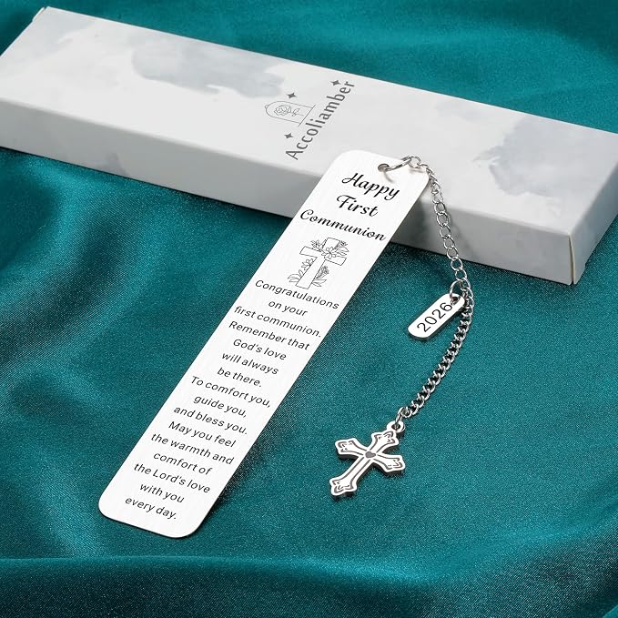 First Communion Gifts for Girls First Communion Gifts for Boys Women Men 1st Holy Communion Bookmark Baptism Confirmation Gifts for Teen Christian Religious Easter Gifts for Kid Easter Basket Stuffers