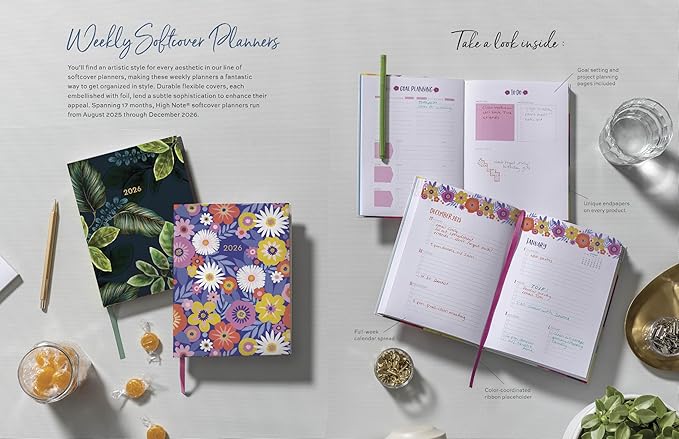 High Note 2026 Planner, 12-Month Weekly & Monthly Flexible Cover Calendar Book with Goal & Project Planning Pages, 2026, 5.75" x 7.5", by Jess Phoenix