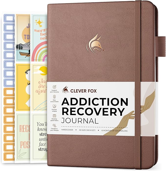 Clever Fox Addiction Recovery Journal – Addiction Treatment Planner, Mindfulness Workbook for Addiction Recovery Planner – Daily Sobriety Journal to Support Recovery Progress, A5 Size – Dark
