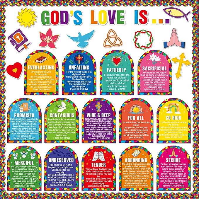 EDENCOME R 49 PCS Spring Bulletin Board Decorations - Christian Bulletin Board Decorations Religious Classroom Decor Sunday School Decor Easter Classroom Decorations for School Home Church Supplies