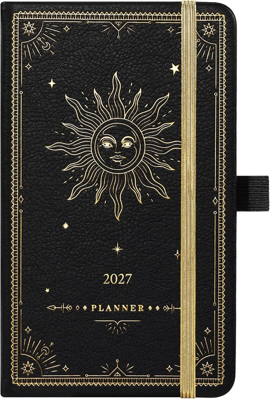 2027 Planner - 2027 Pocket Calendar/Planner, Jan. 2027 - Dec. 2027, 6.2''×4'', 12-Month Weekly & Monthly Planner 2027 and Organizer, Hardcover, Pen holder - Black