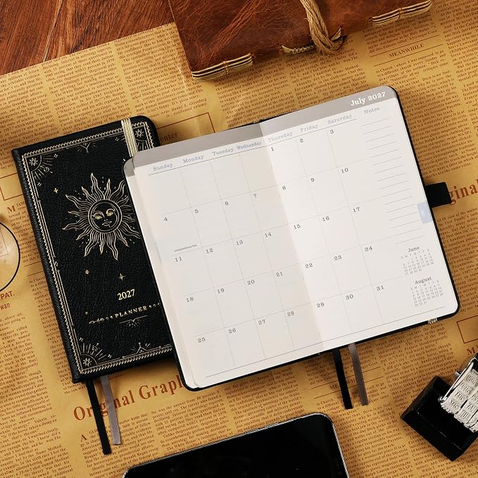 2027 Planner - 2027 Pocket Calendar/Planner, Jan. 2027 - Dec. 2027, 6.2''×4'', 12-Month Weekly & Monthly Planner 2027 and Organizer, Hardcover, Pen holder - Black