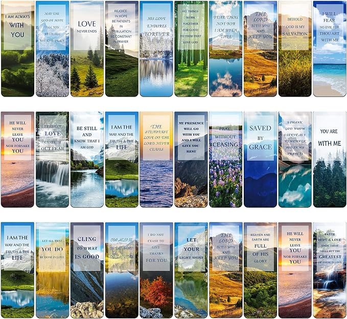 30 Pieces Christian Magnetic Bookmarks Inspirational Bible Magnetic Bookmarks with Full Scripture for Women Men Religious Gifts Book Lovers(Classic Pattern)
